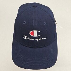 Champion Twill Baseball Cap Navy Blue Adjustable Snapback OS Unisex‎ Activewear